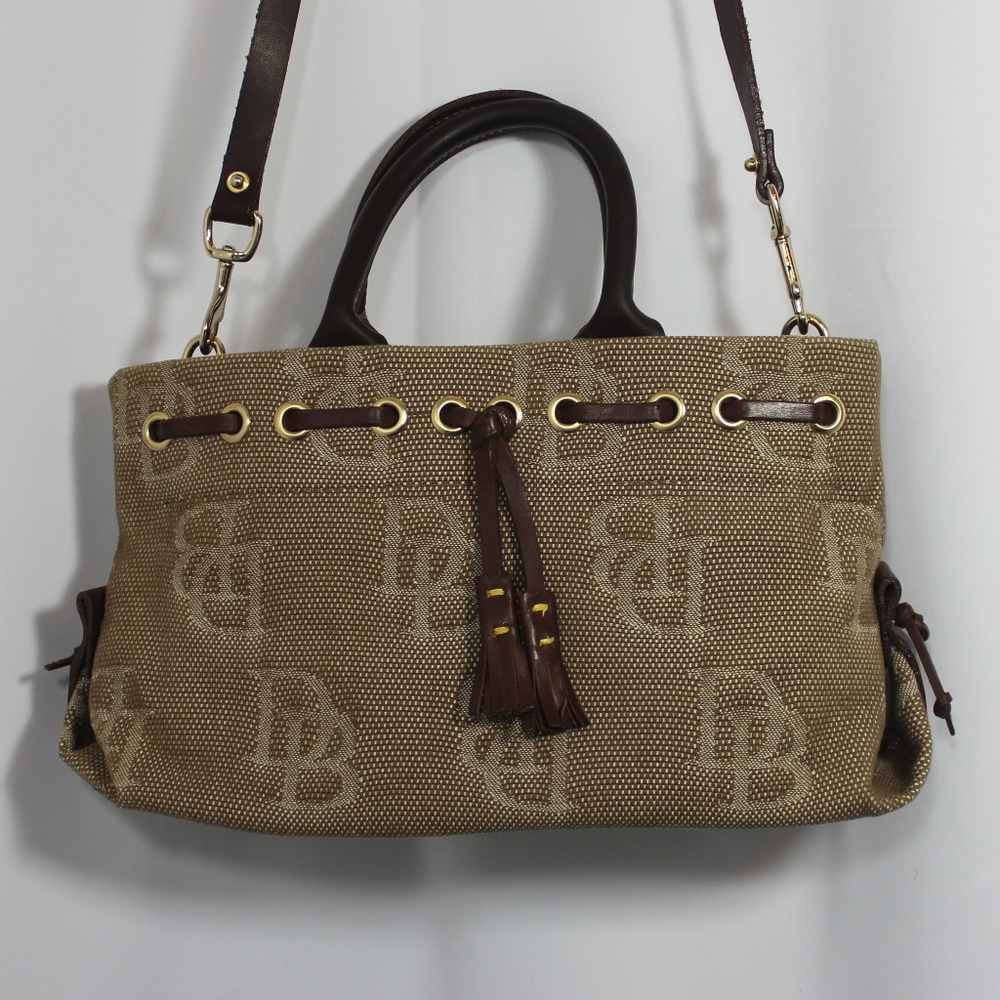 Vintage Dooney & Bourke purse brown with leather accents DB Monogram Canvas Bag